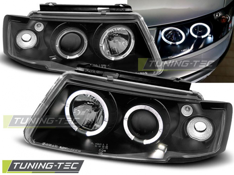 LED Angel Eyes Scheinwerfer für VW Passat 3B (B5) 96-00 schwarz